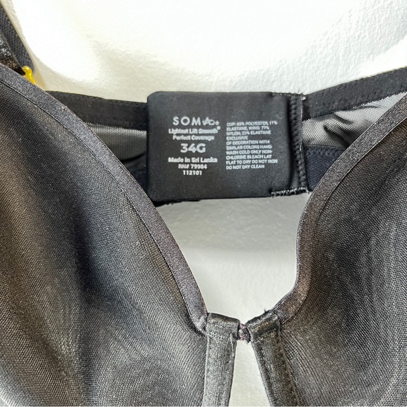 Soma Lightest Lift Smooth Perfect Coverage Black Bra 34G - Picture 4 of 6
